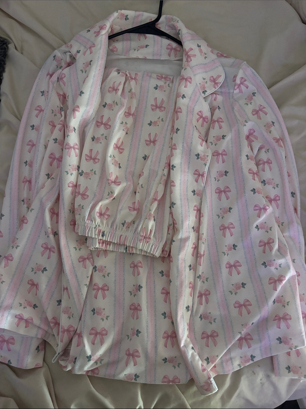 Pink Bow Print Pajama Set